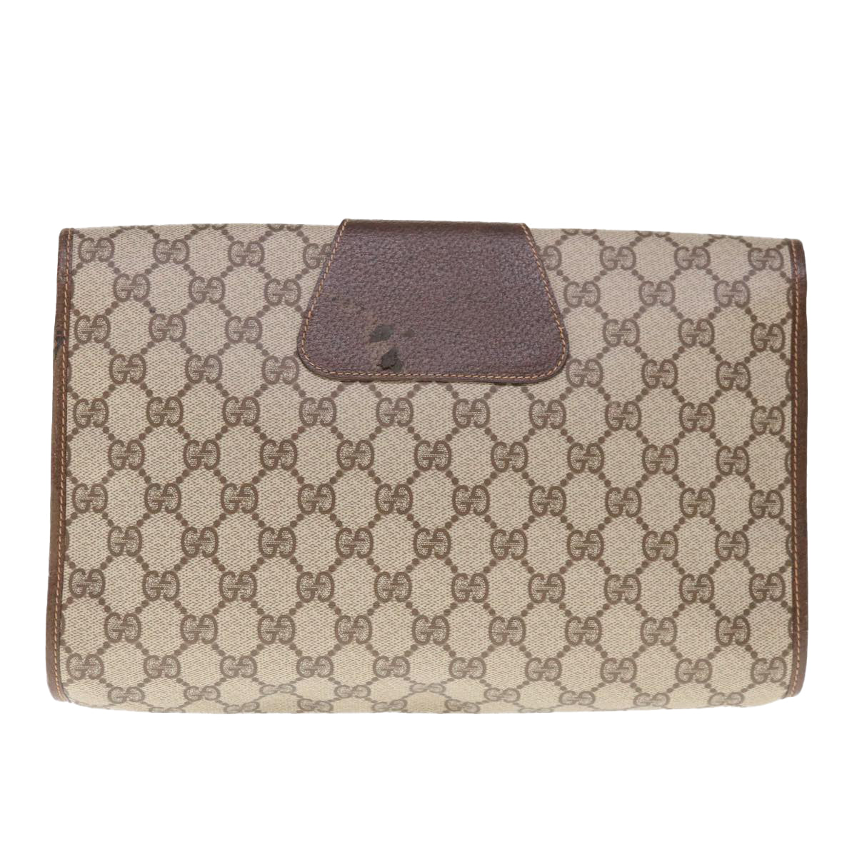 GUCCI GG Supreme Web Sherry Line Clutch Bag PVC Beige Red 156 01 031  65626