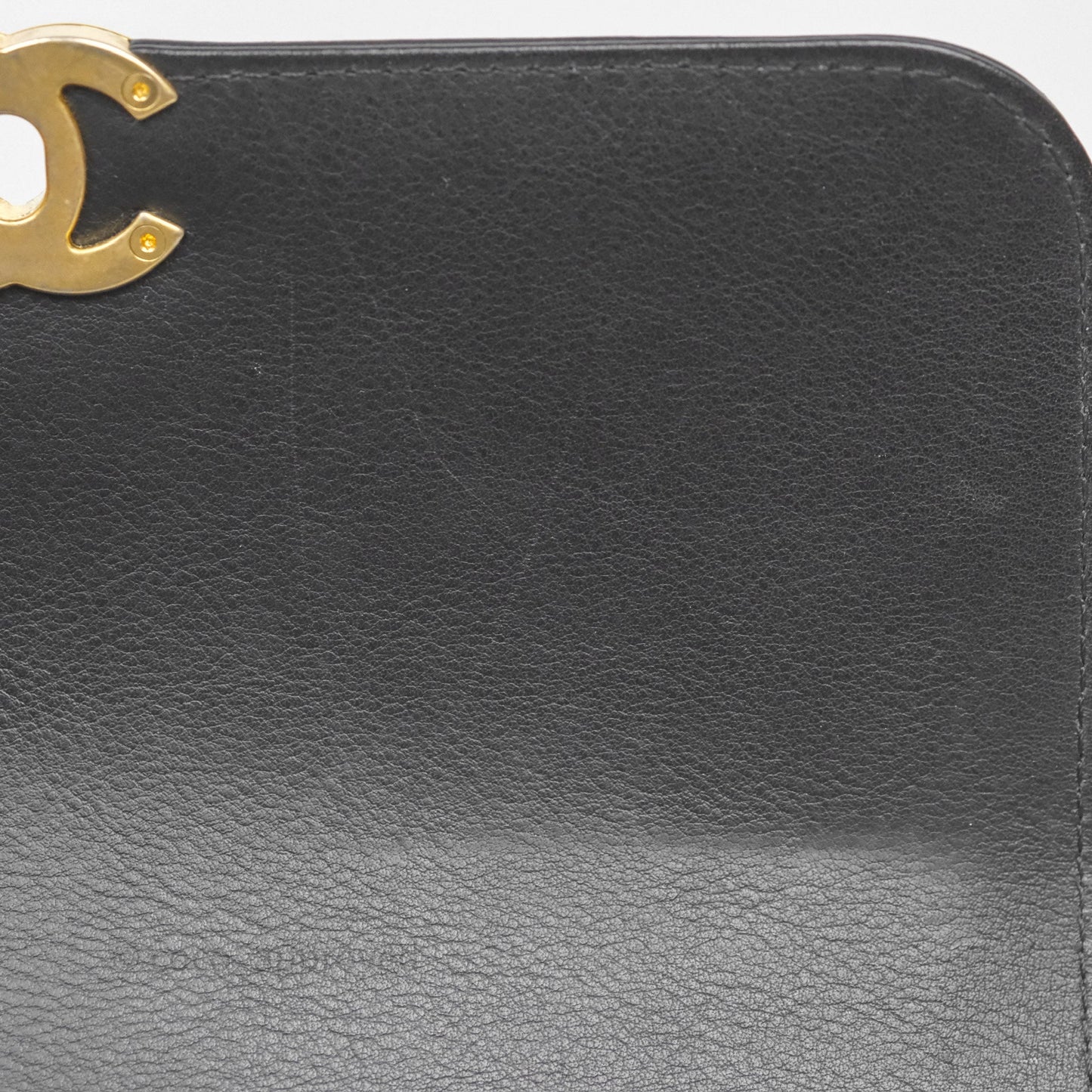 Chanel Side Chain Compartment Flap Black Calfskin Aged Gold Hardware