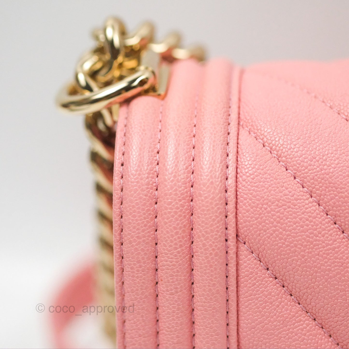 Chanel Boy Chevron Medium Pink Caviar Gold Hardware