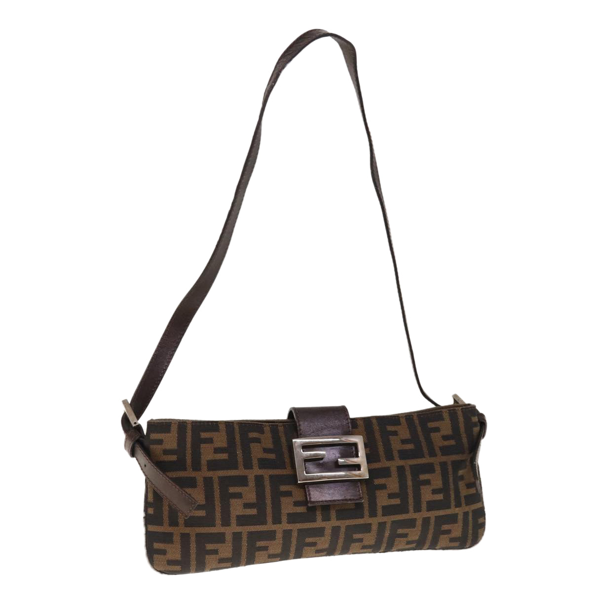 Luxury FendiZucca Canvas Mamma Baguette Shoulder Bag Brown Black65651