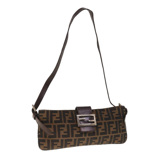 Luxury FendiZucca Canvas Mamma Baguette Shoulder Bag Brown Black65651
