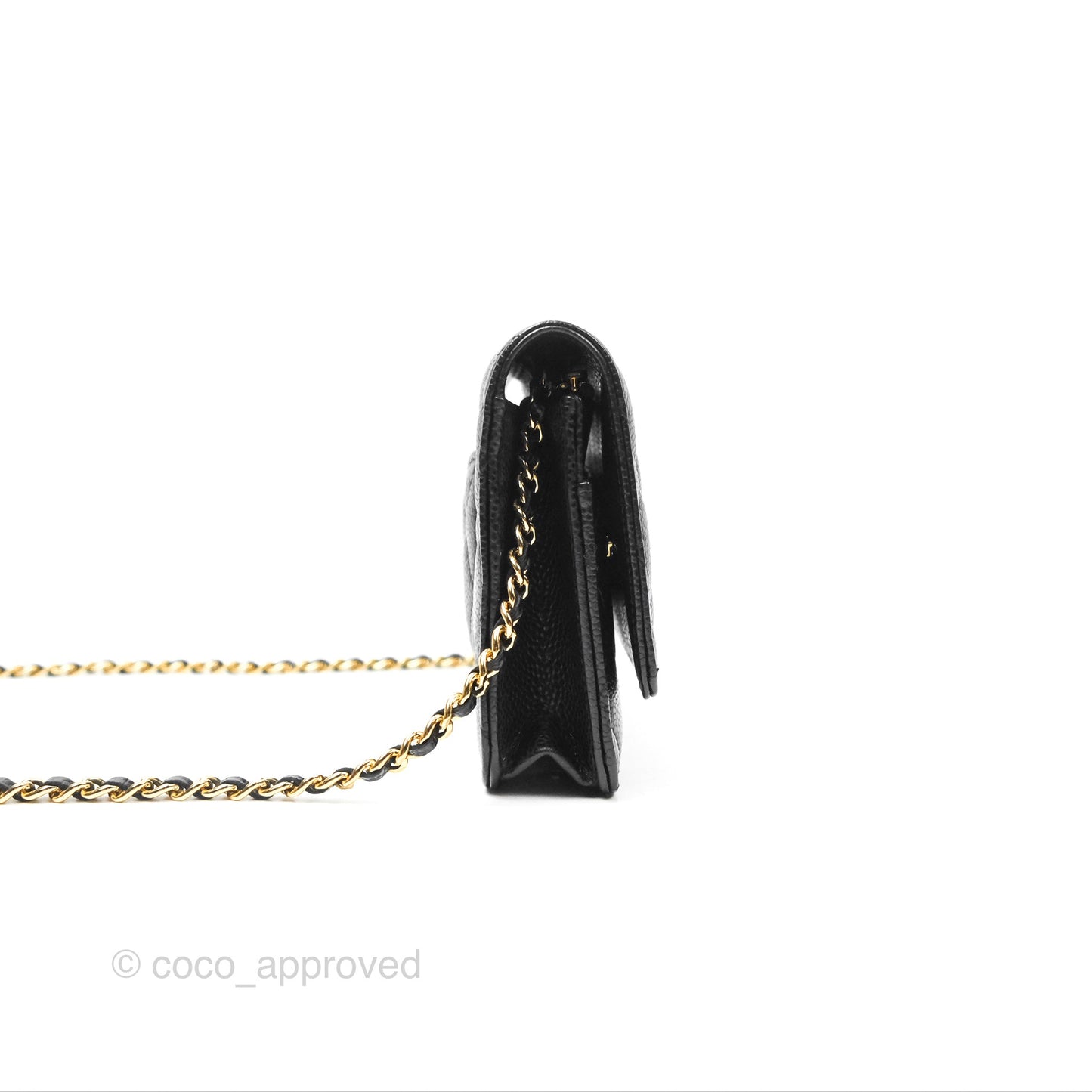 Chanel Classic Quilted Wallet On Chain WOC Black Caviar Gold Hardware