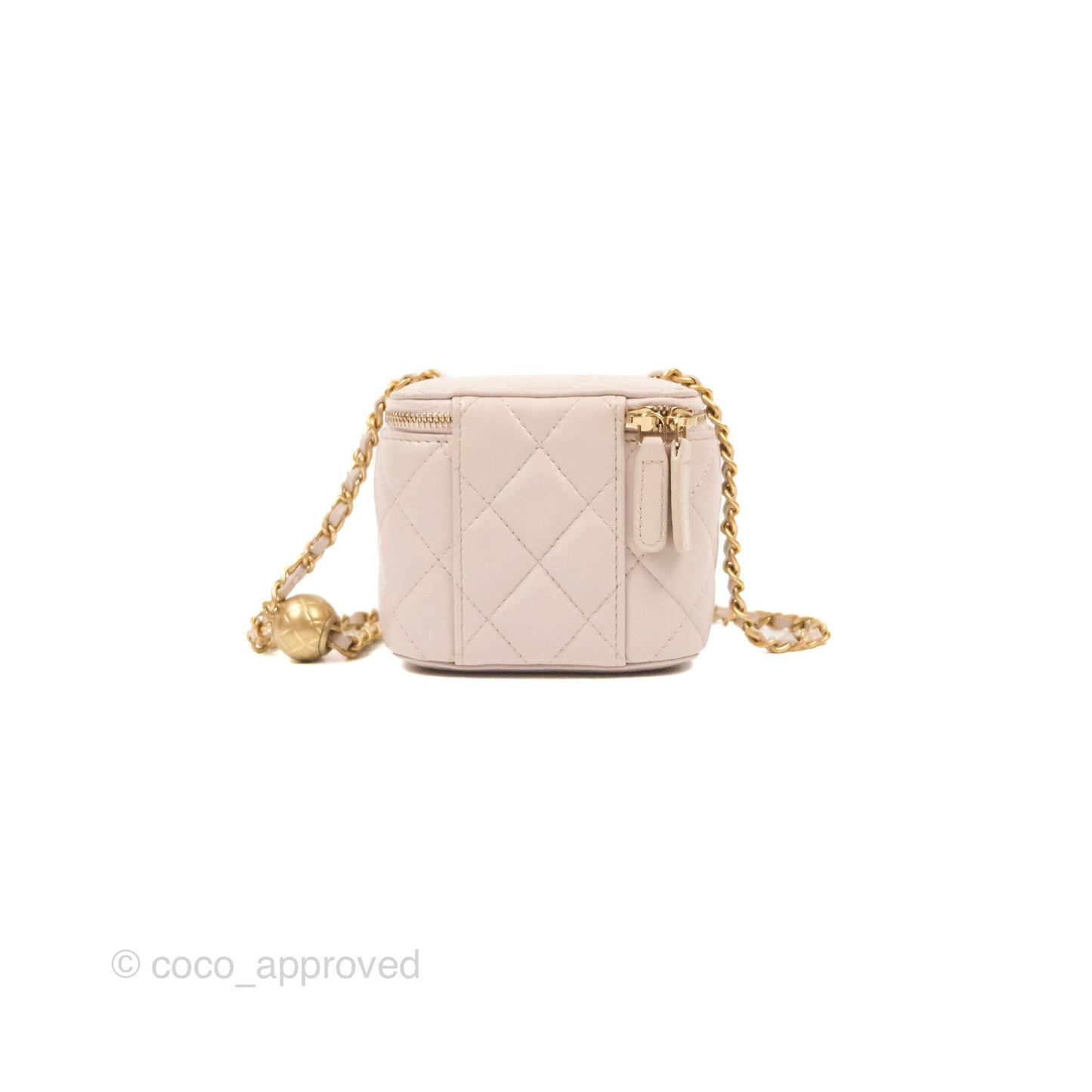 Chanel Classic Pearl Crush Mini Vanity With Chain Lilac Pink Lambskin Aged Gold Hardware