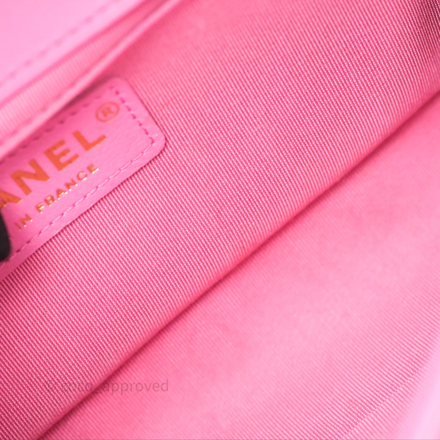 Chanel Small Boy Pink Calfskin Aged Gold Hardware
