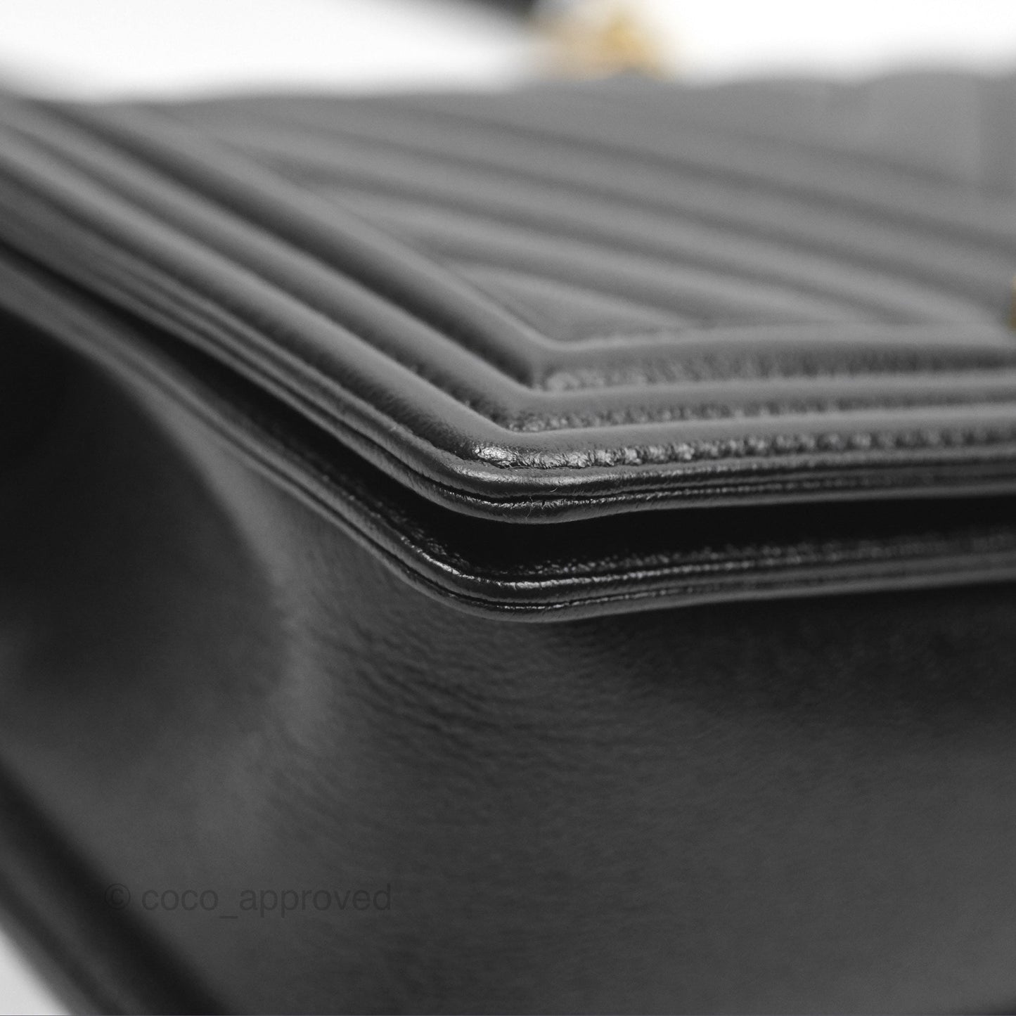 Chanel Medium Boy Chevron Black Caviar Aged Gold Hardware