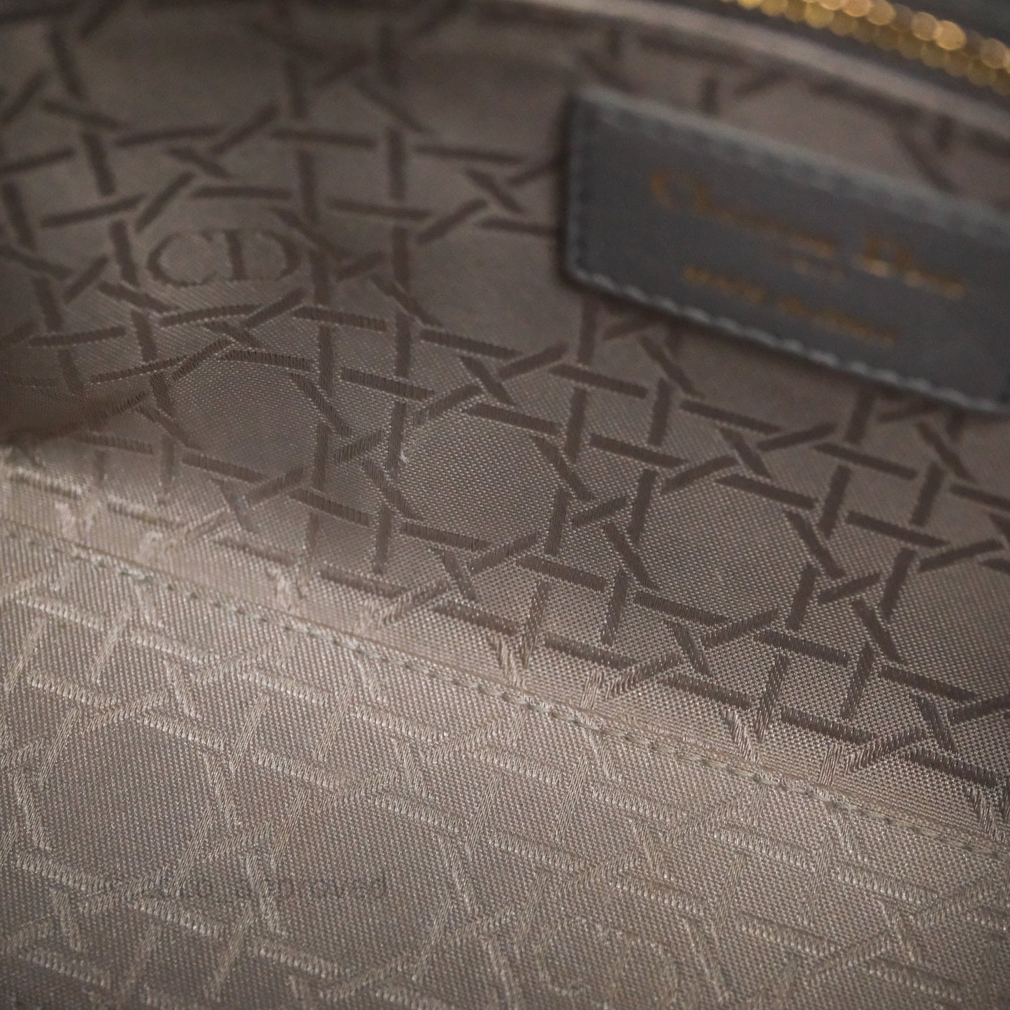 Christian Dior Small Lady Dior My ABCDior Bag Stone Gray Cannage Lambskin