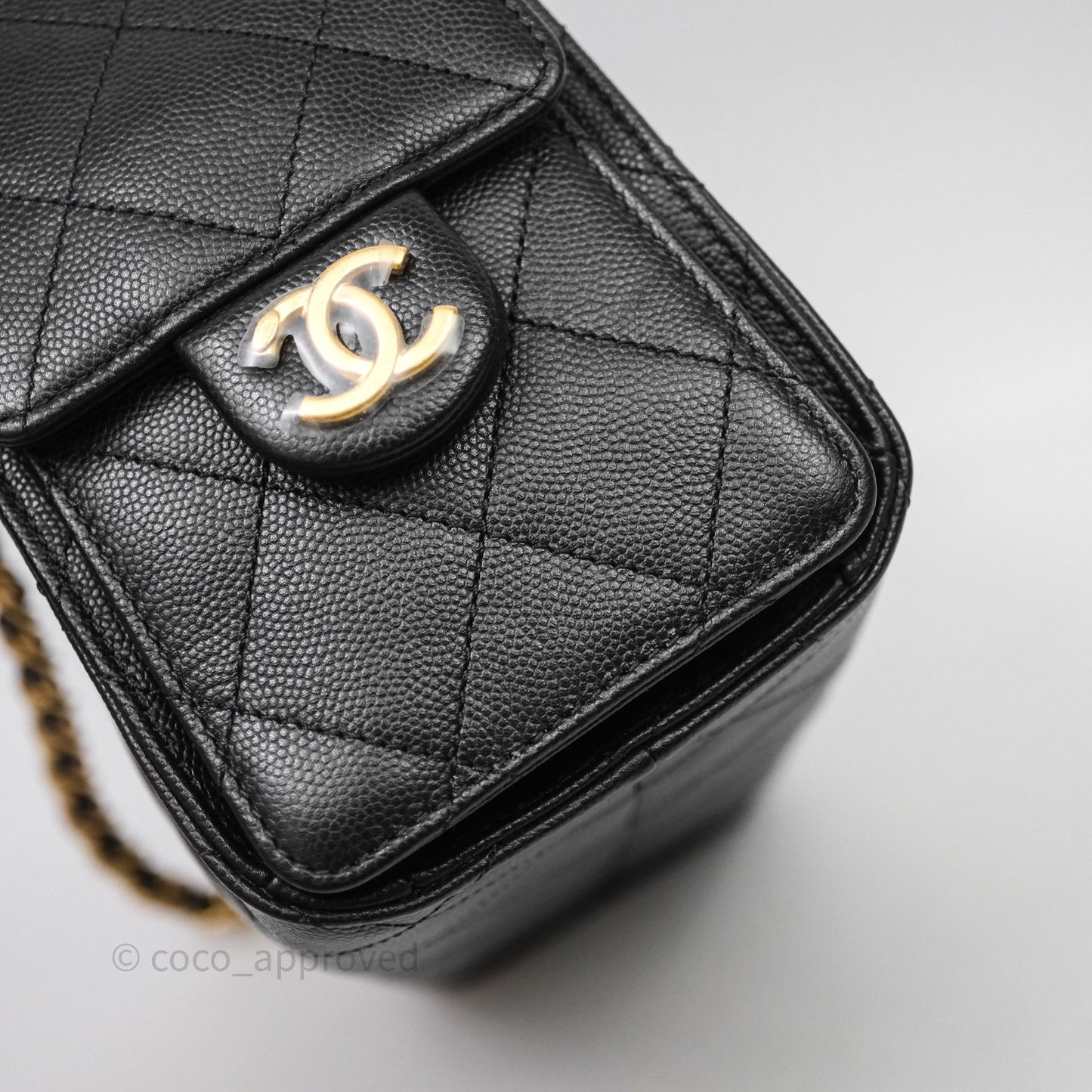 Chanel 25 Mini Black Caviar Aged Gold Hardware