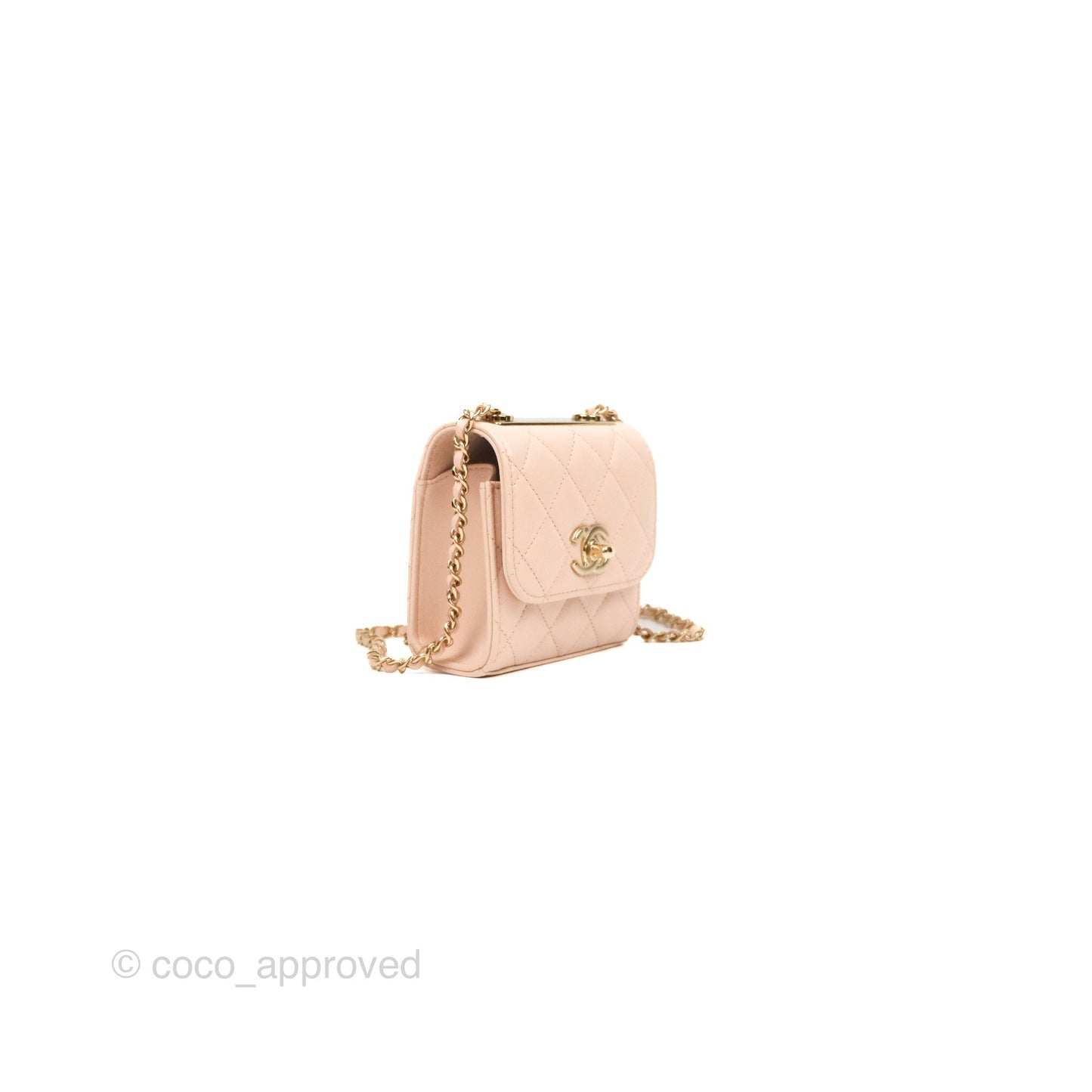 Chanel Mini Quilted Trendy CC Clutch With Chain Light Pink Lambskin Gold Hardware
