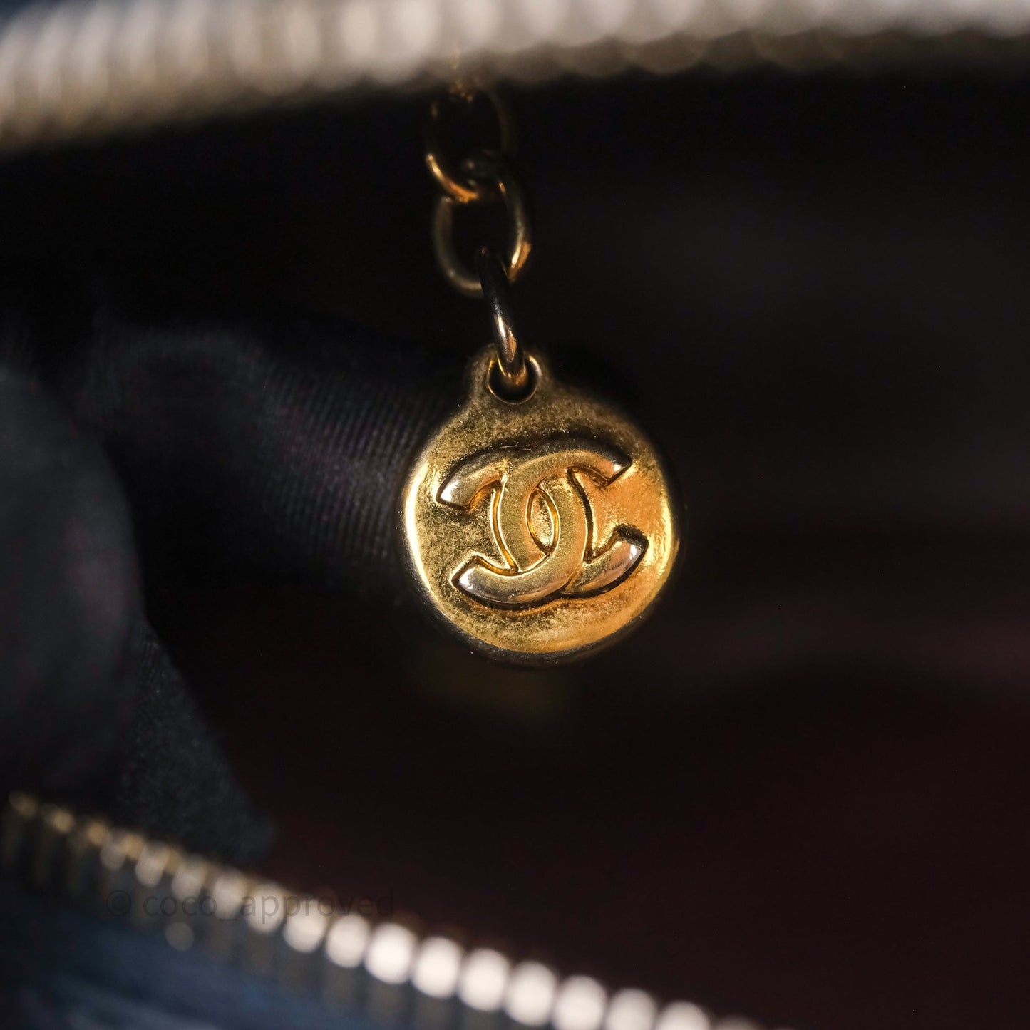 Chanel CC Camera Bag Quilted Navy Lambskin Aged Gold Hardware