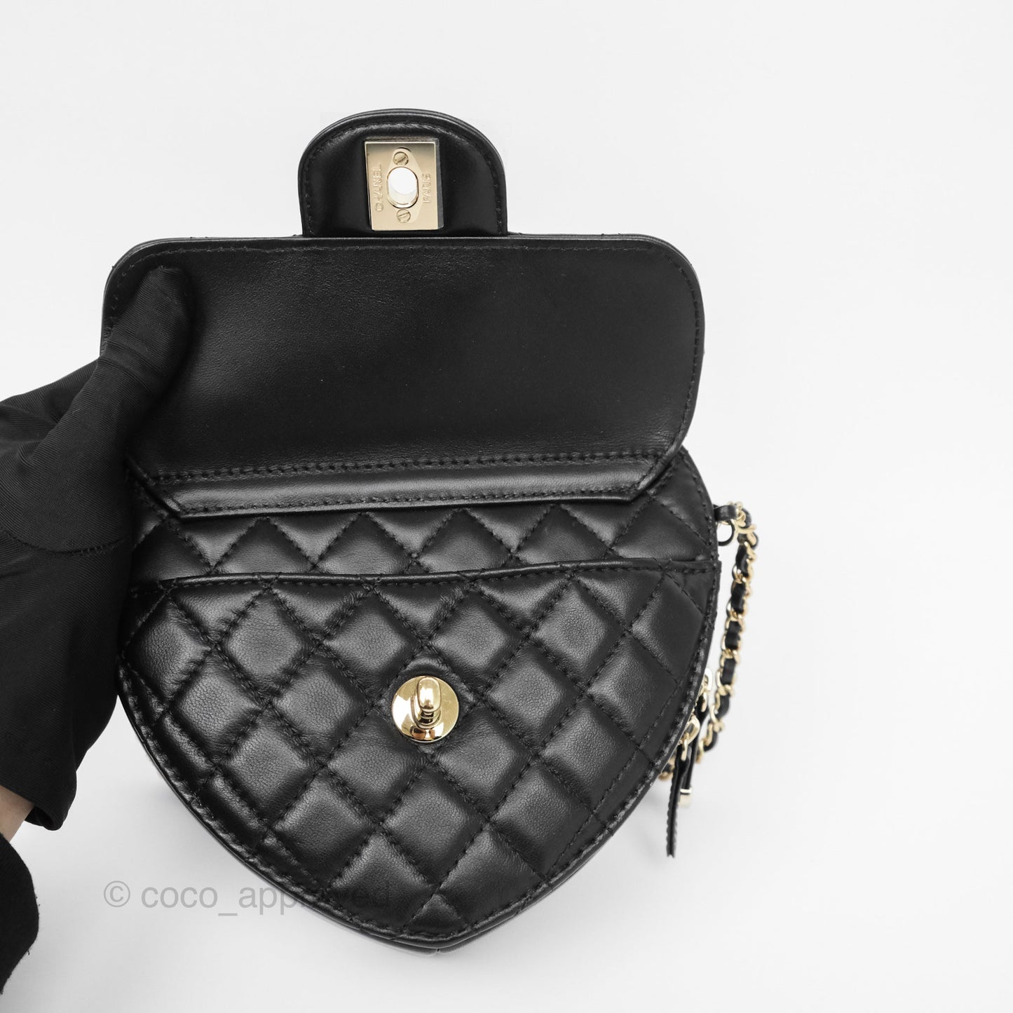 Chanel Large Heart Bag Black Lambskin Gold Hardware 22S