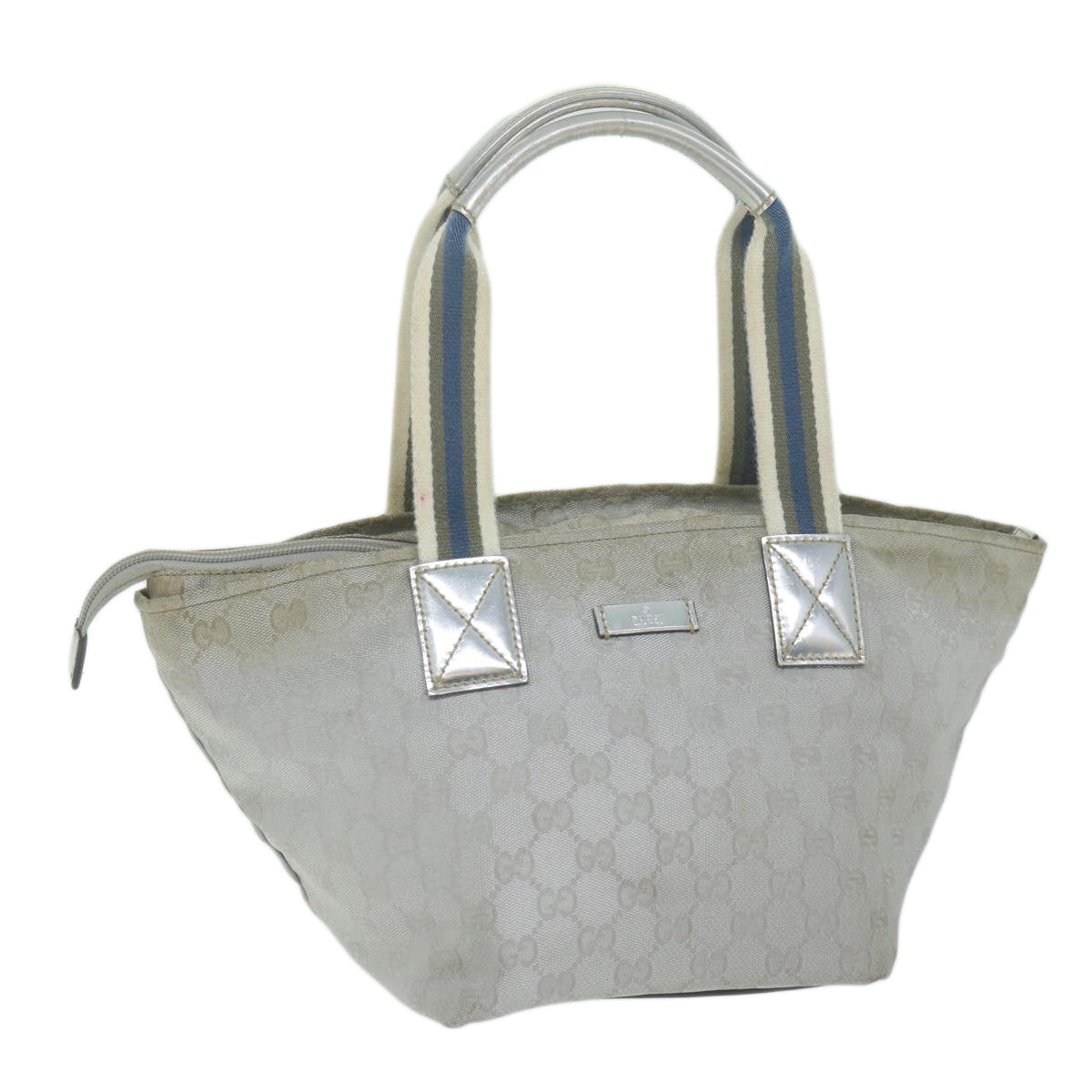 GUCCI GG Canvas Hand Bag Silver 131228  65707