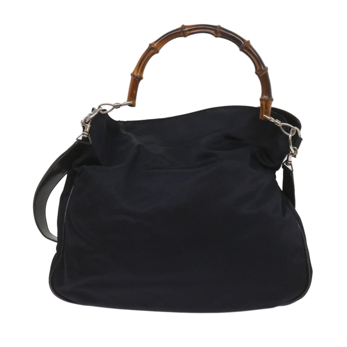 GUCCI Bamboo Shoulder Bag Nylon 2way Black 001 2113 1577  65717