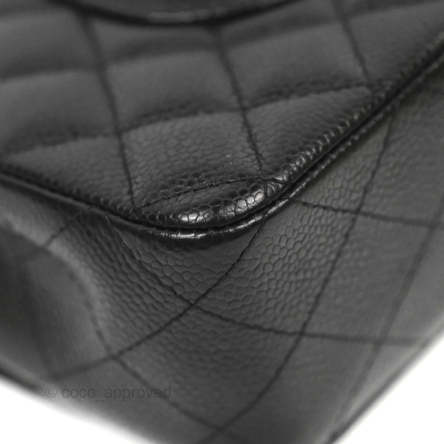 Chanel Classic M/L Medium Flap Quilted Black Caviar Silver Hardware
