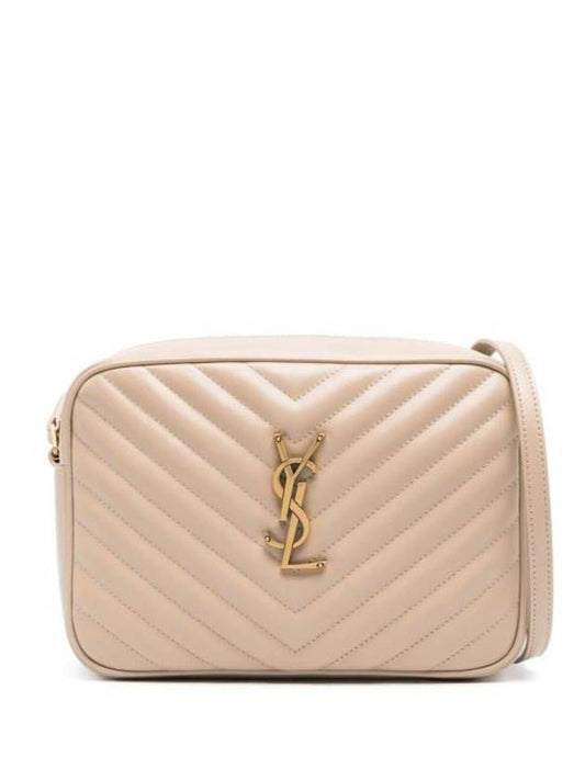 Luxury Saint Laurent Lou Logo Quilting Cross Bag Beige