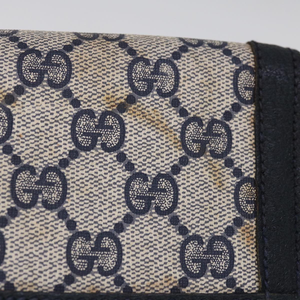 GUCCI GG Supreme Sherry Line Clutch Bag PVC Navy Red 89 01 006  65742