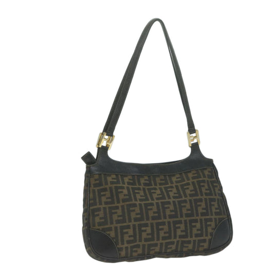 Luxury FendiZucca Canvas Shoulder Bag Brown Black65752