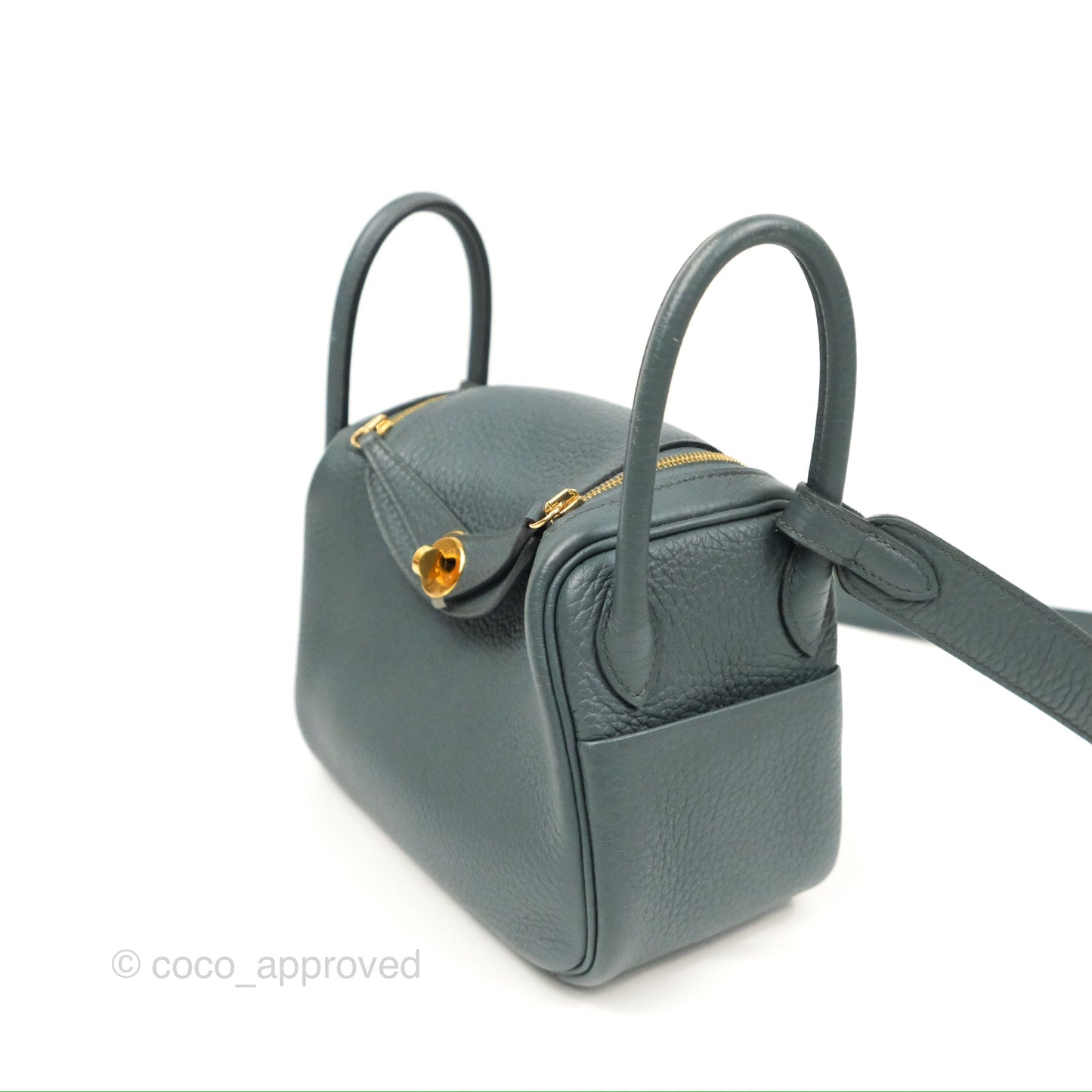Hermès Mini Lindy 20 Bleu Orage Clemence Gold Hardware