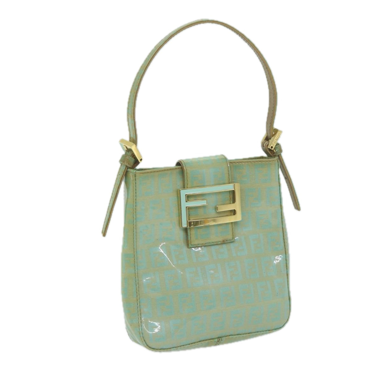 Luxury FendiZucchino Canvas Hand Bag Enamel Light Blue65767