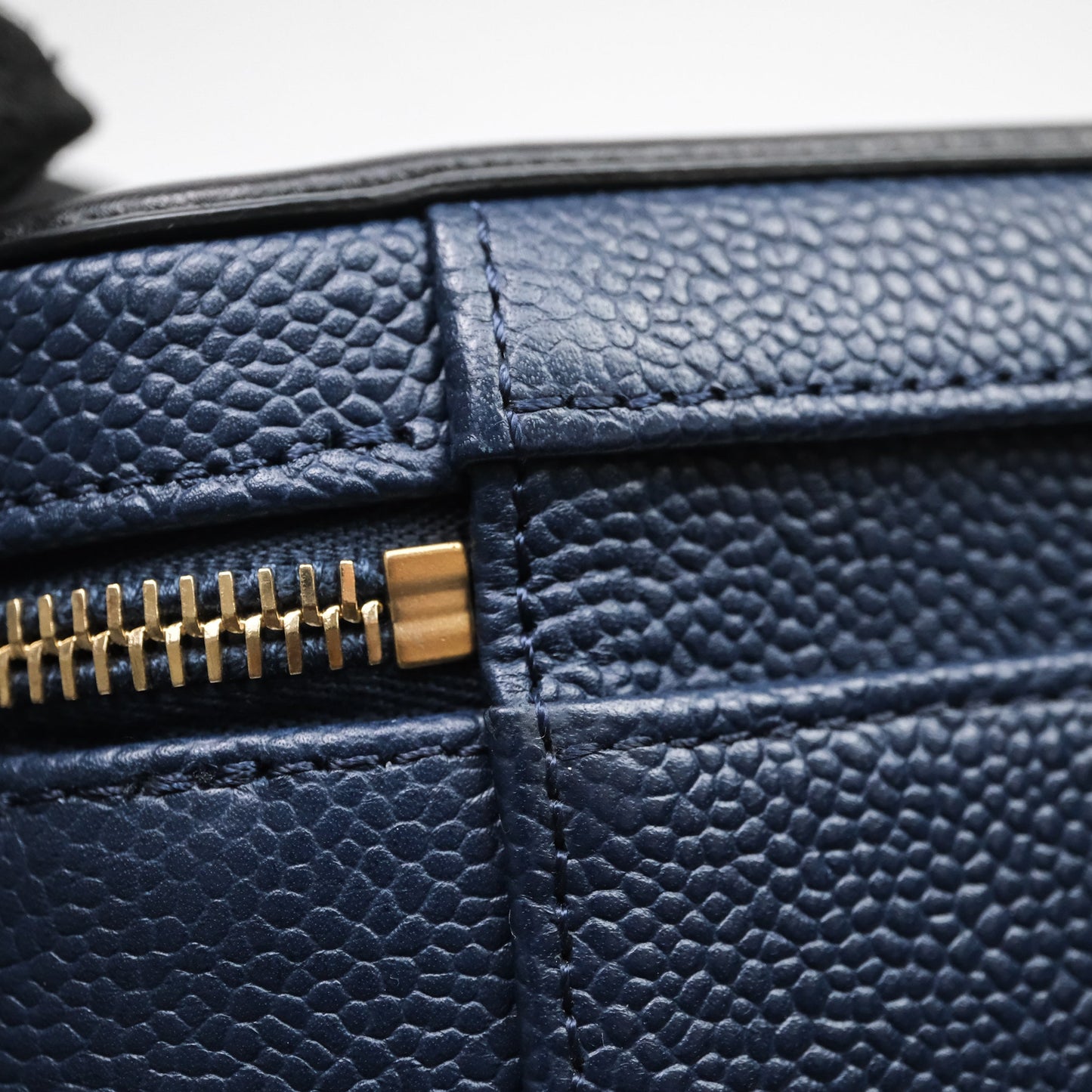 Chanel Quilted Large CC Filigree Vanity Case Navy Black Caviar