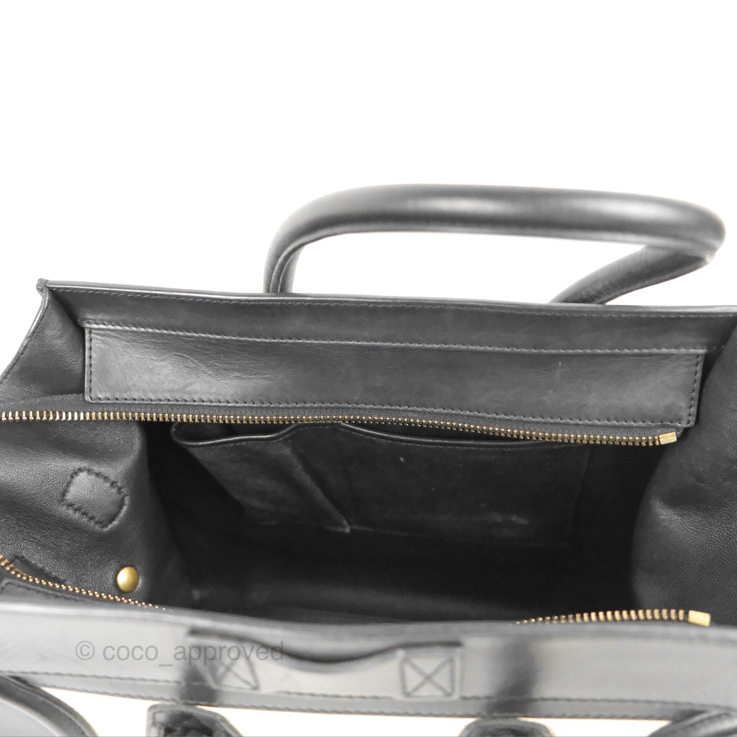 Celine Mini Luggage Bag Black/White Aged Calfskin