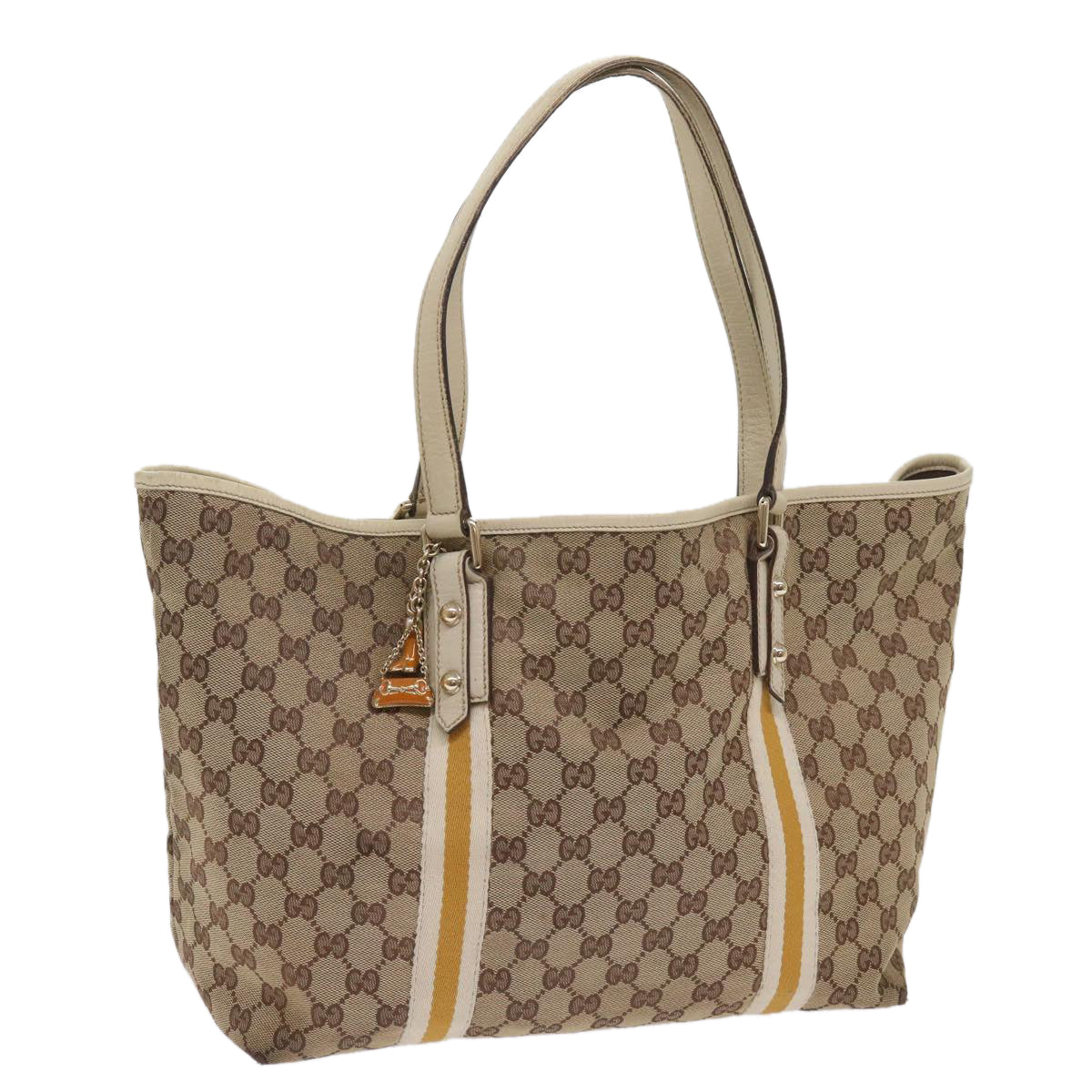 GUCCI GG Canvas Sherry Line Tote Bag Beige White 139260  65787