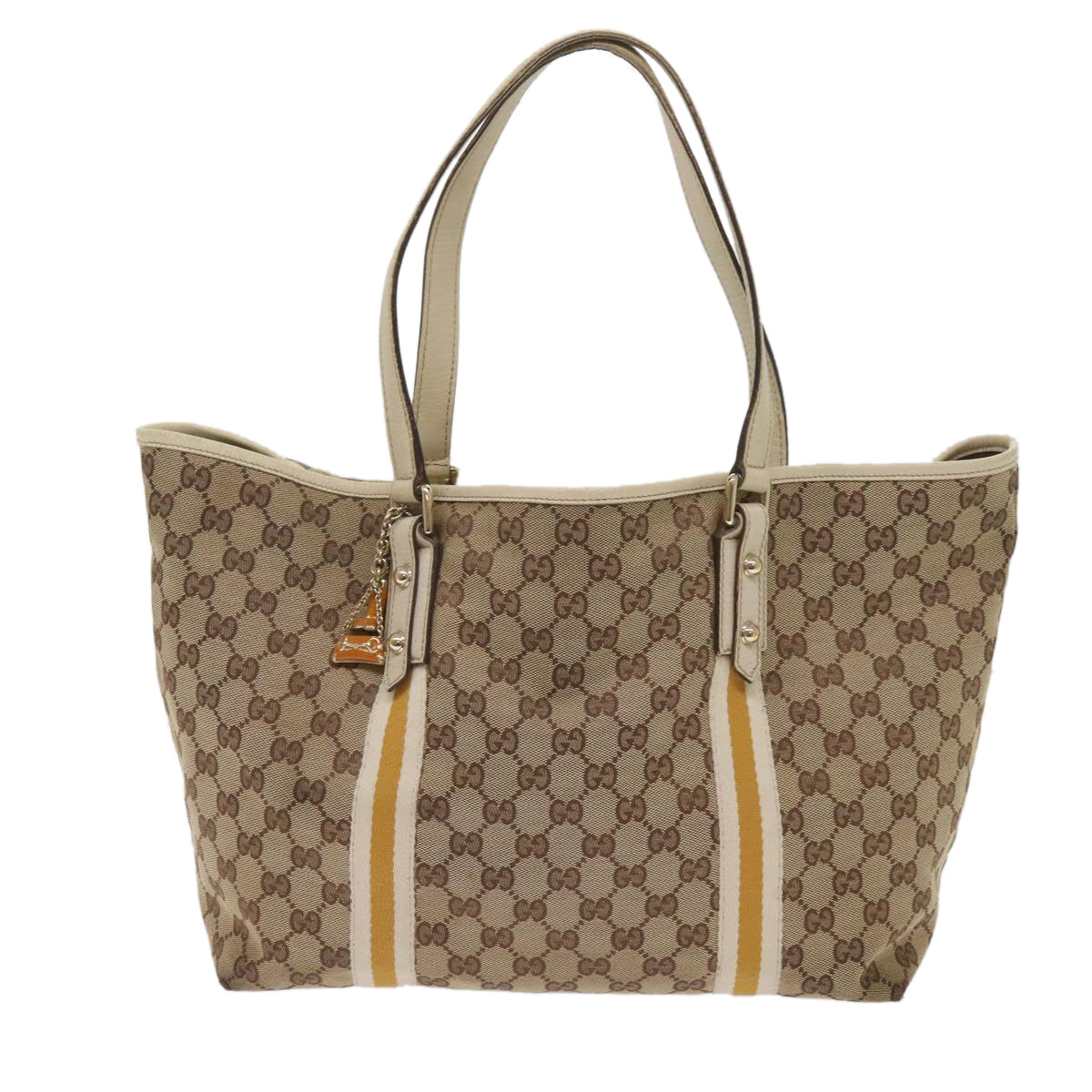 GUCCI GG Canvas Sherry Line Tote Bag Beige White 139260  65787