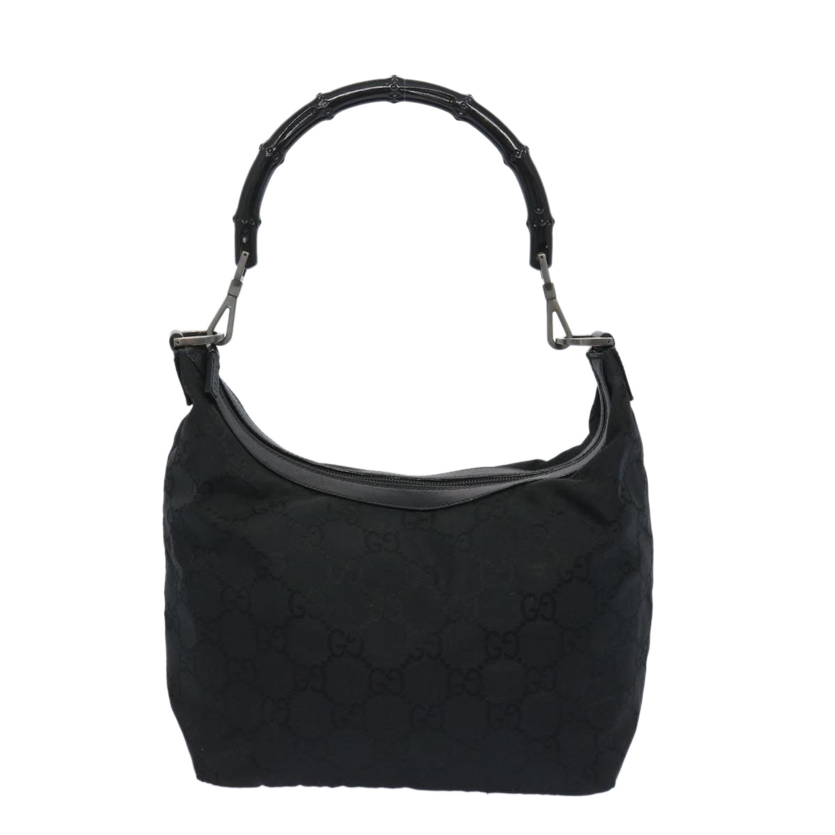 GUCCI Bamboo GG Canvas Shoulder Bag Nylon Black 000 0531  65797