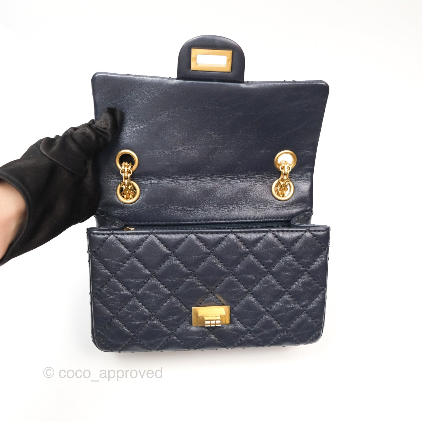 Chanel Mini Reissue 224 Navy Aged Calfskin Aged Gold Hardware