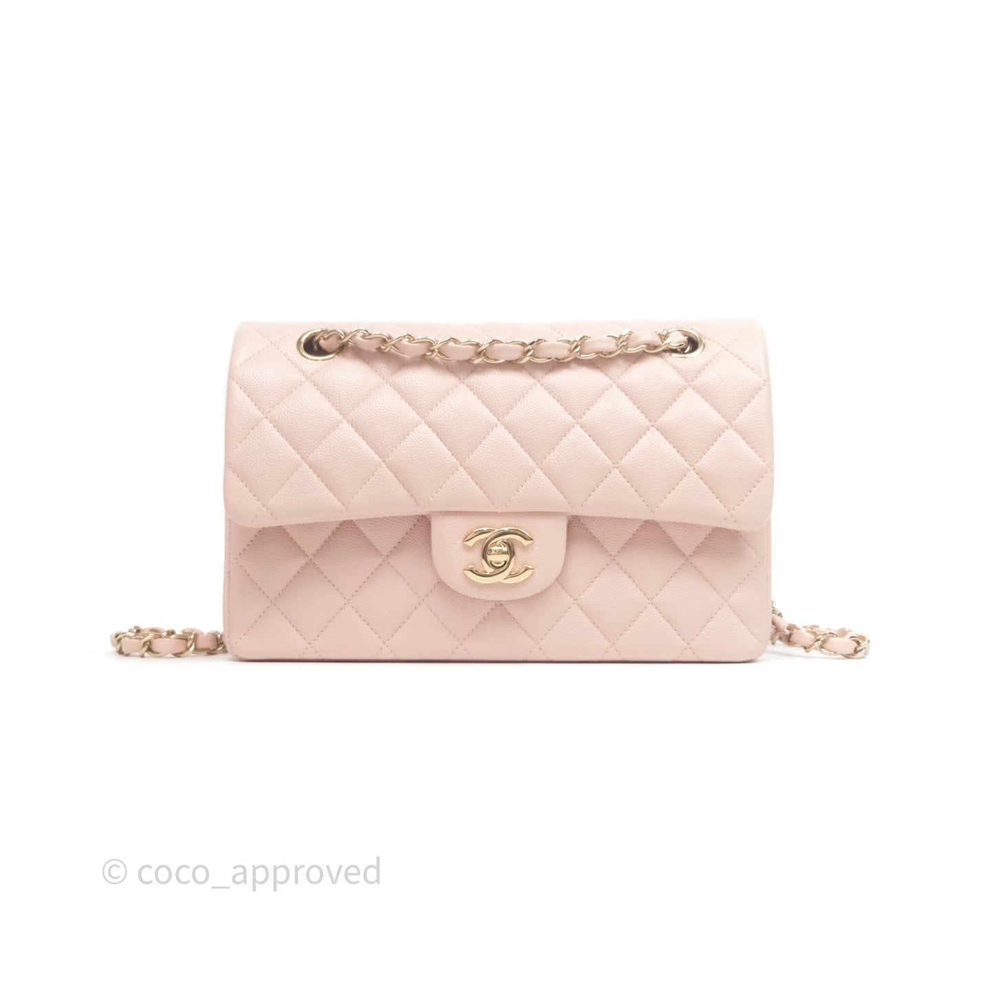 Chanel Small Classic Quilted Flap Pink Caviar Gold Hardware