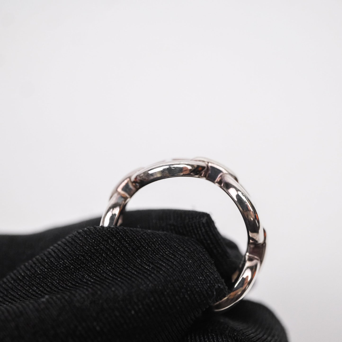 Hermès Sterling Silver PM Chaine d'Ancre Enchainee Band Ring Size 53