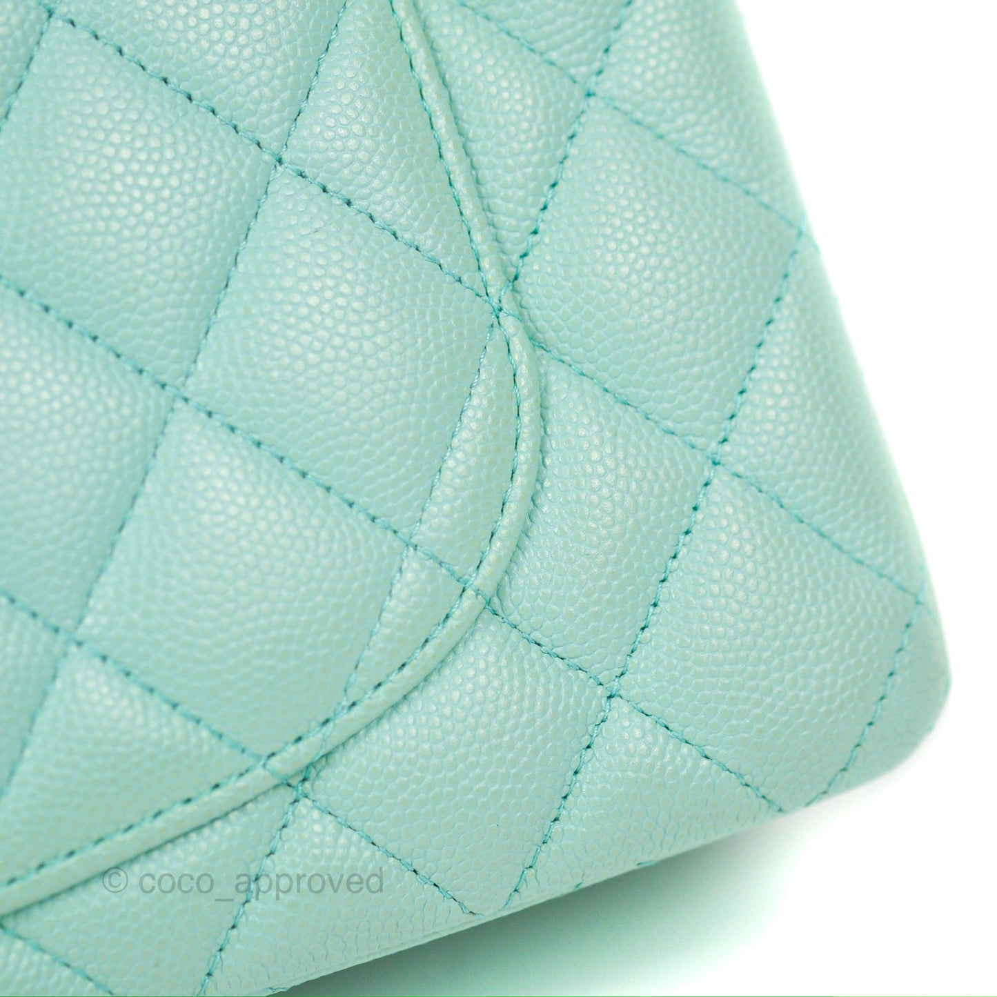 Chanel Small Classic Quilted Flap Tiffany Blue Caviar Gold Hardware 20C