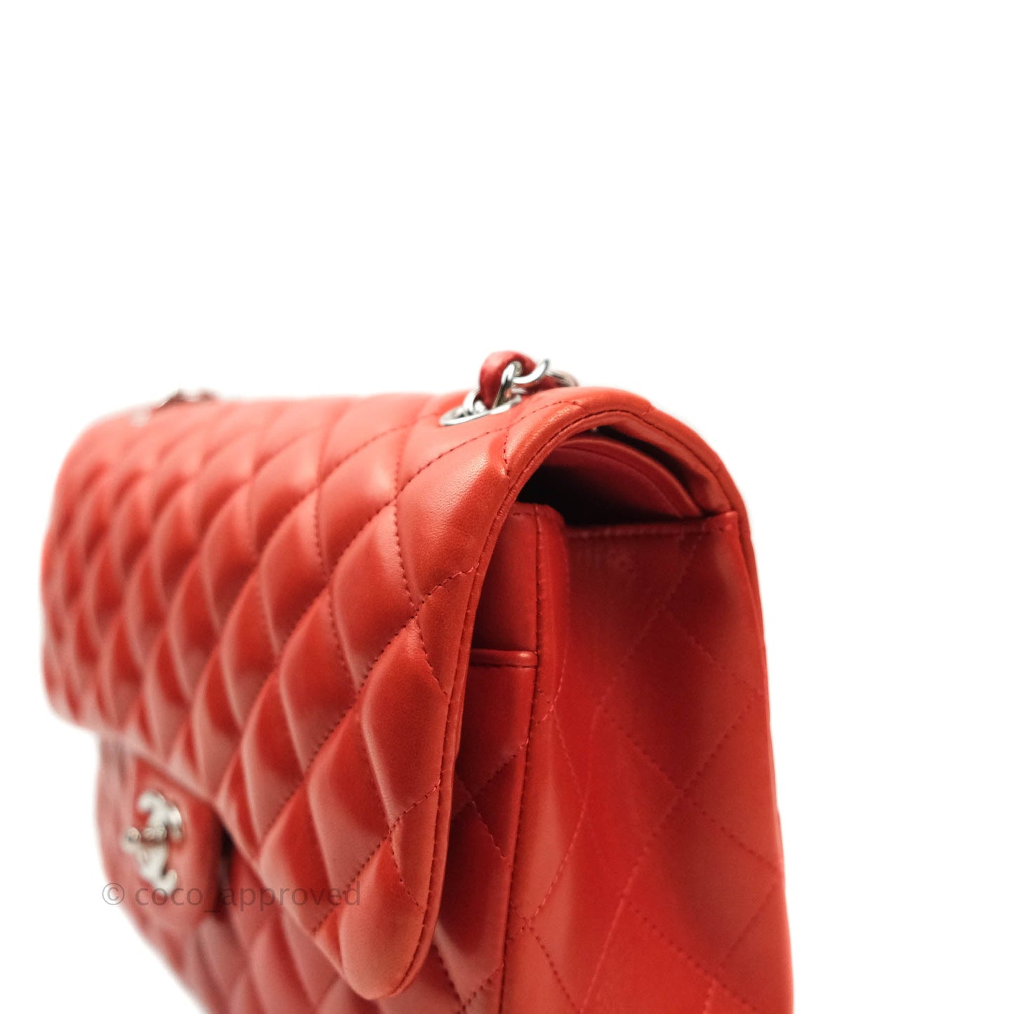 Chanel Jumbo Double Flap Red Lambskin Silver Hardware⁣⁣