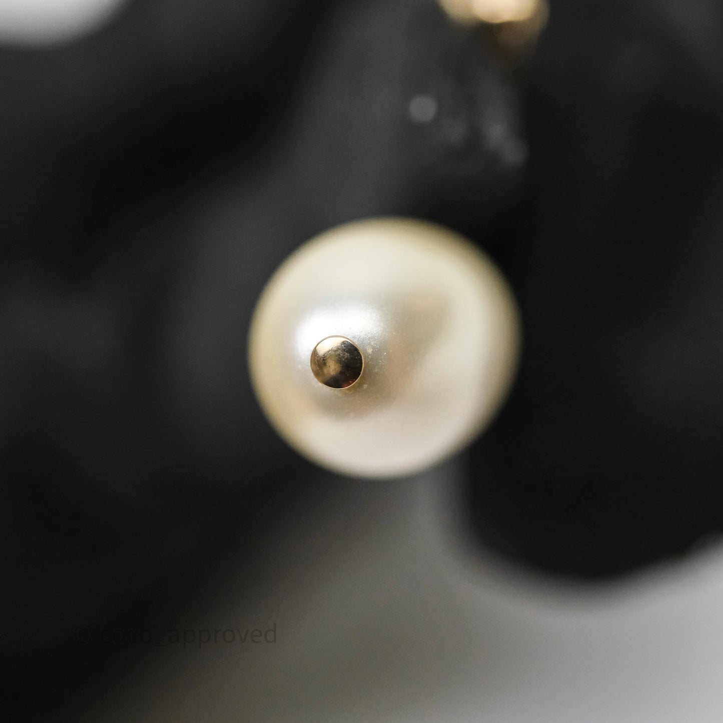 Chanel CC Pearl Drop Bow Earrings Gold Tone 22S