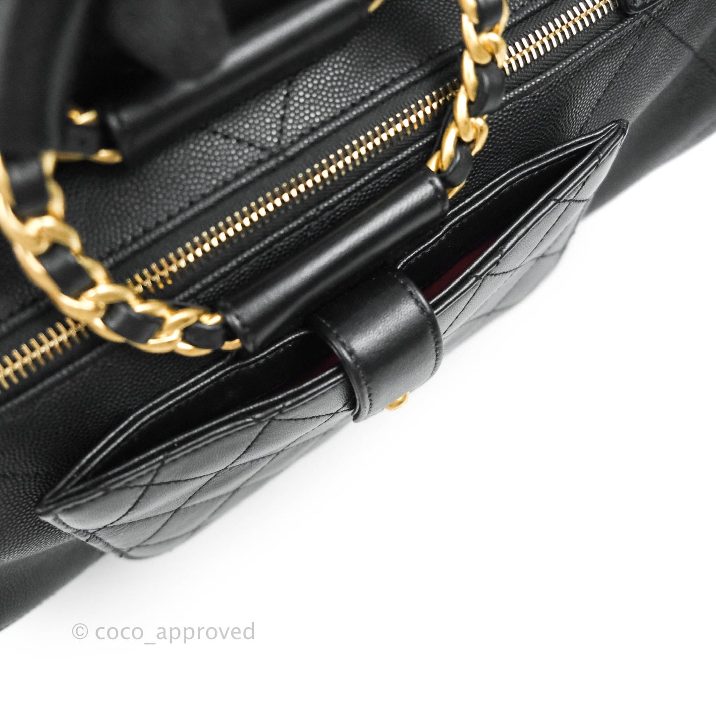 Chanel Large Circular Handle Bowling Bag Caviar Black Aged Gold Hardware