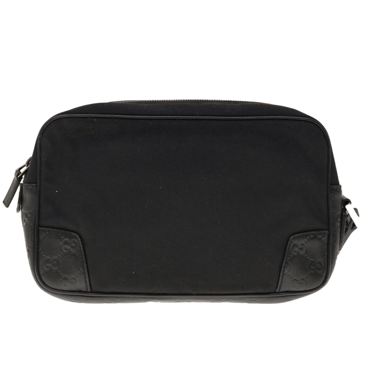 GUCCI Guccissima Clutch Bag Nylon Leather Black 162782  65851