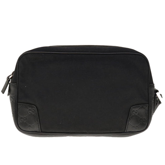 GUCCI Guccissima Clutch Bag Nylon Leather Black 162782  65851