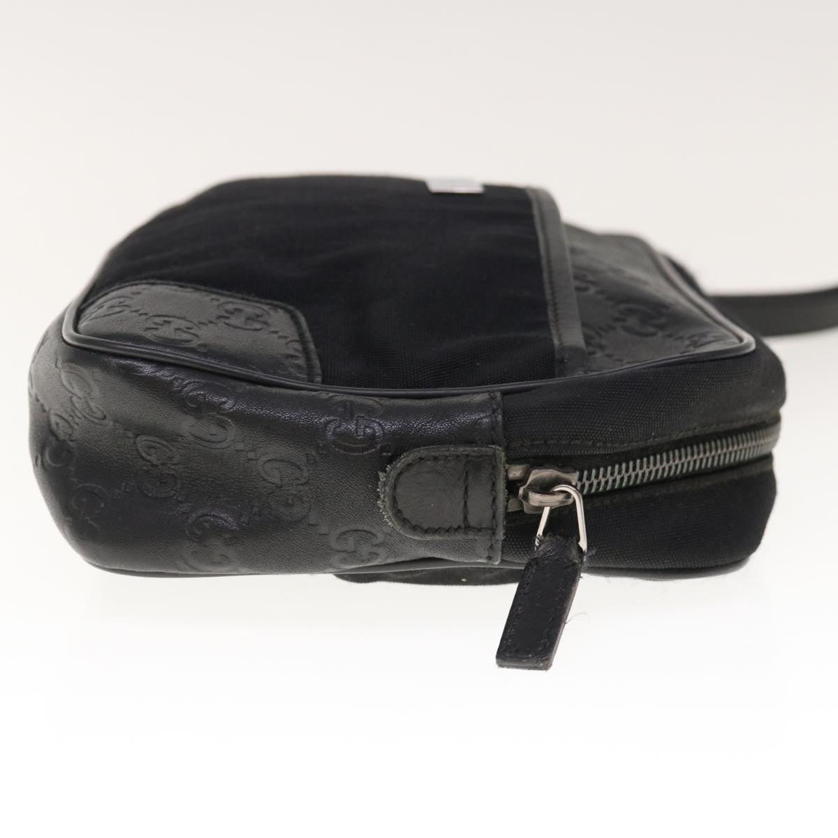 GUCCI Guccissima Clutch Bag Nylon Leather Black 162782  65851