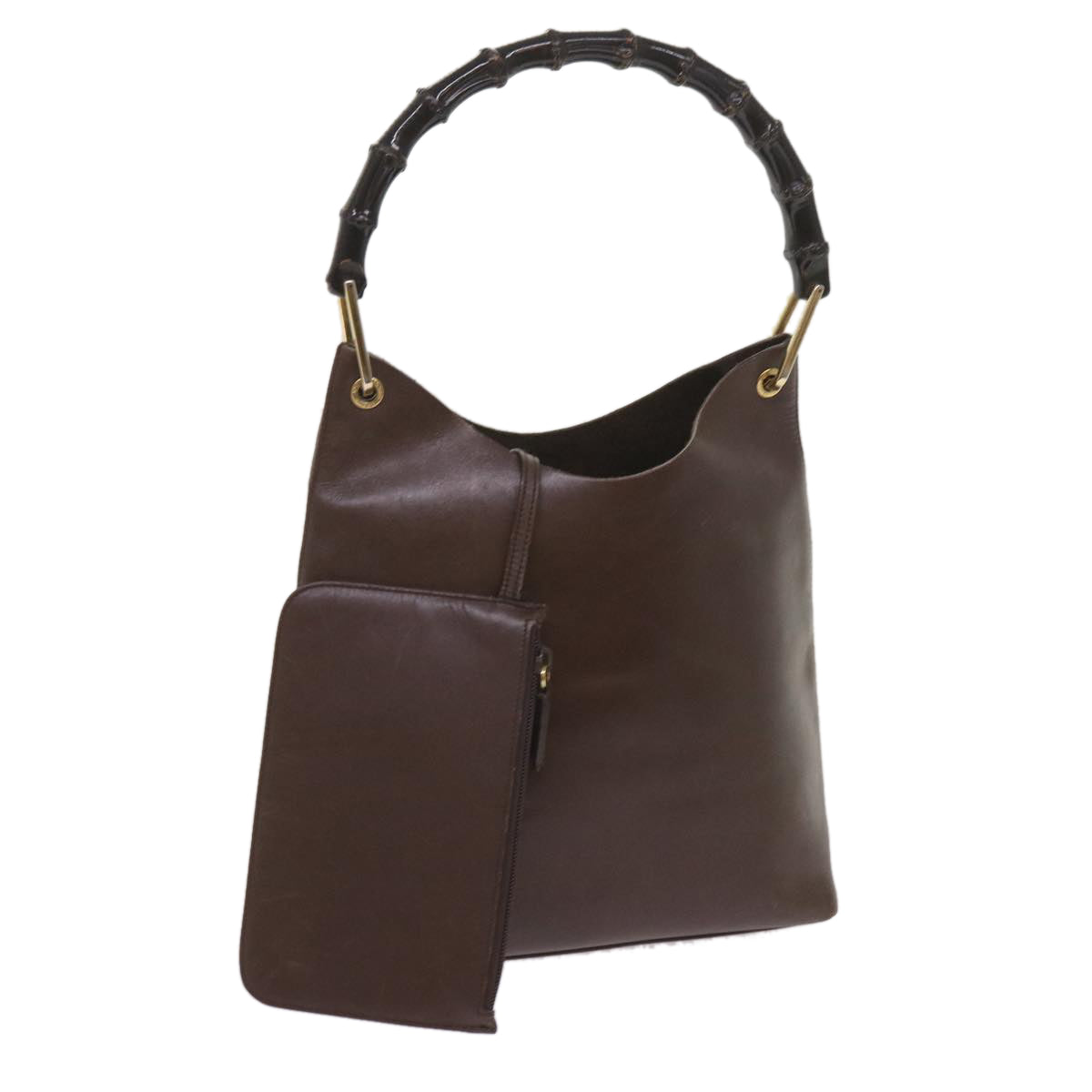 GUCCI Bamboo Shoulder Bag Leather Brown 001 2058  65865