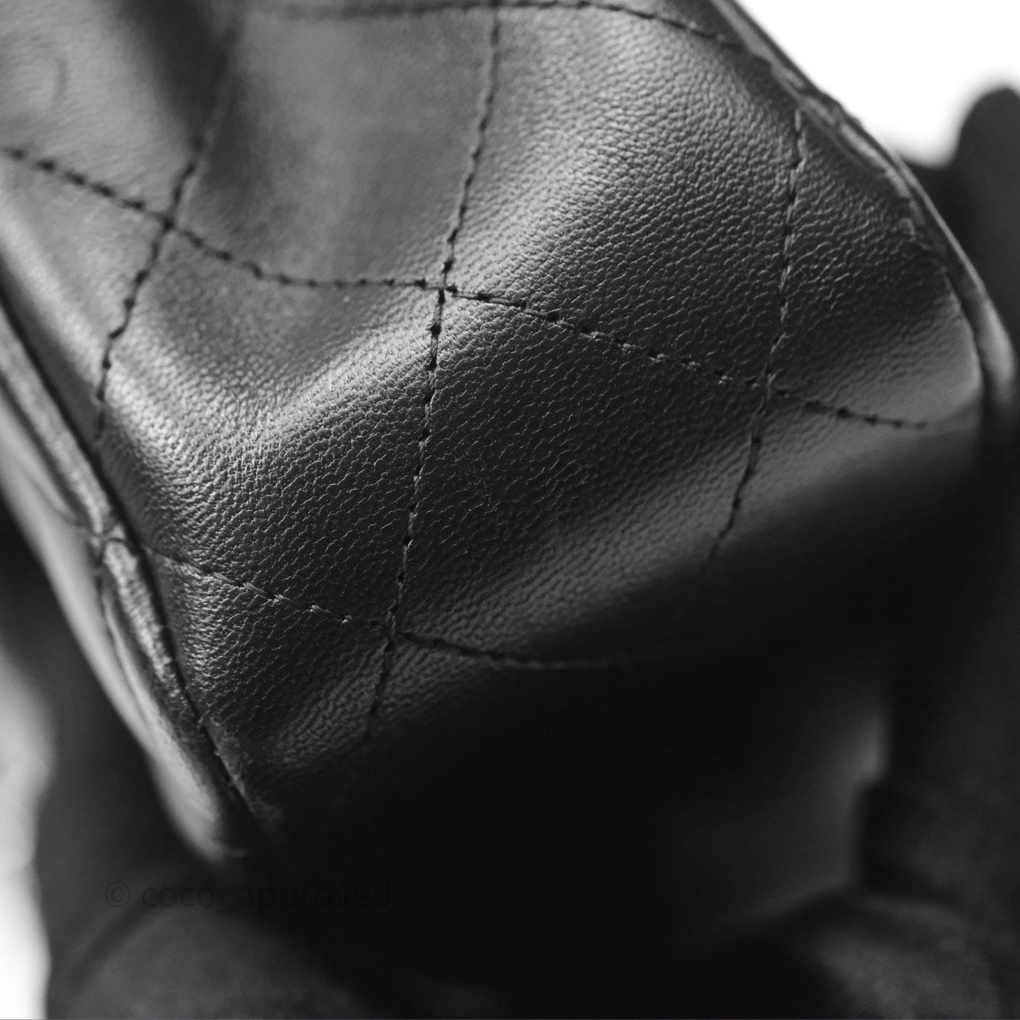 Chanel Classic M/L Medium Flap Quilted Black Lambskin Silver Hardware