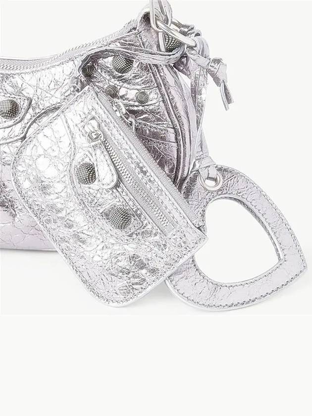 Luxury Balenciaga WoMen's Le Cagole XS Chain Metal Shoulder Bag Silver