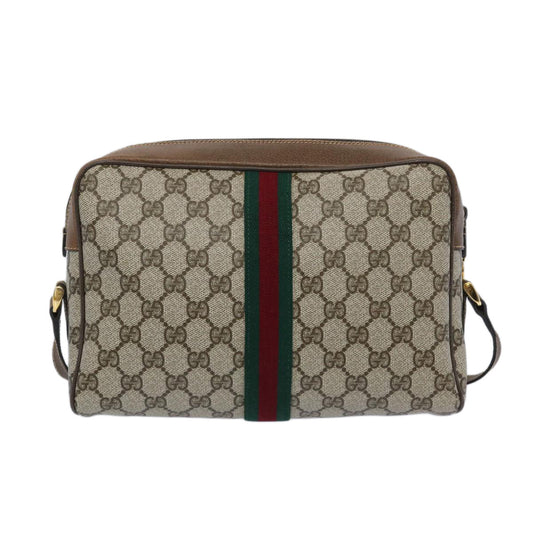 GUCCI GG Supreme Web Sherry Line Shoulder Bag PVC Beige Red Green  65893