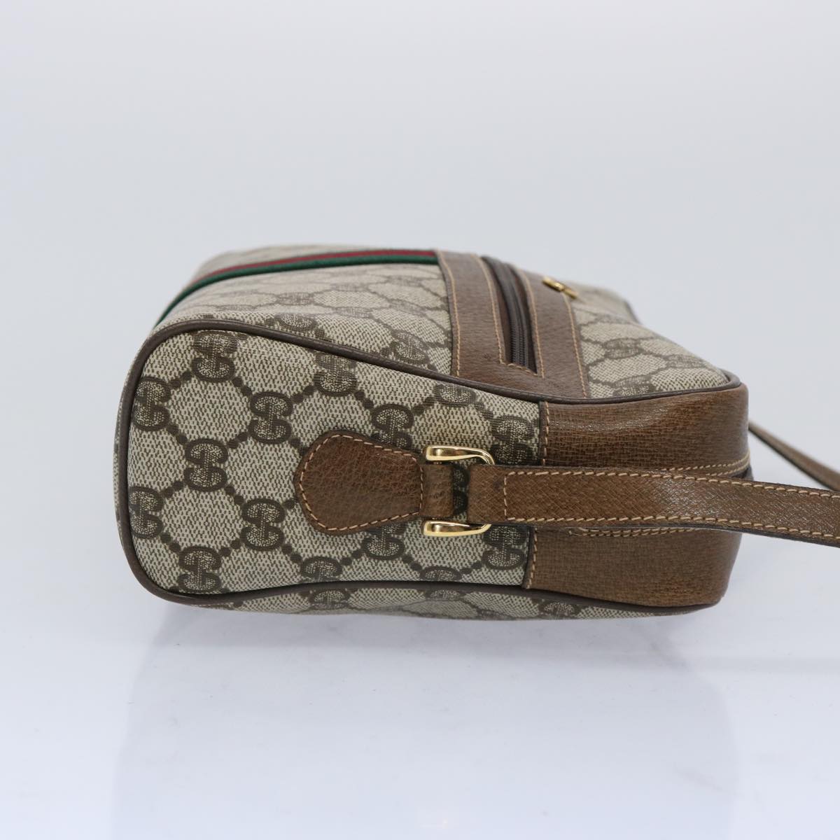 GUCCI GG Supreme Web Sherry Line Shoulder Bag PVC Beige Red Green  65893