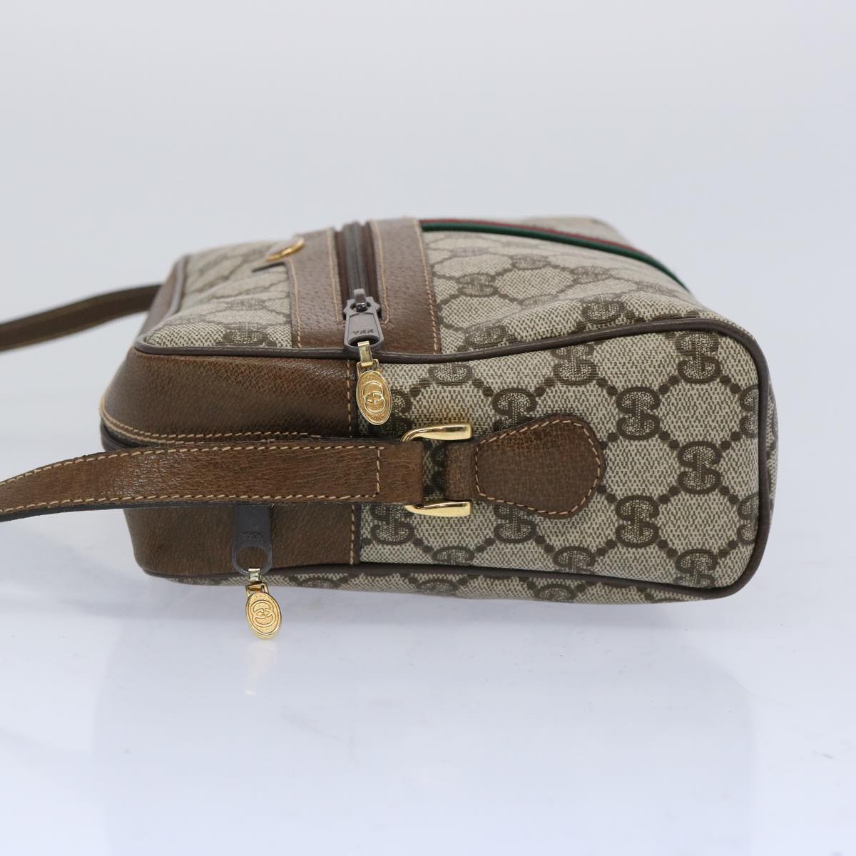 GUCCI GG Supreme Web Sherry Line Shoulder Bag PVC Beige Red Green  65893