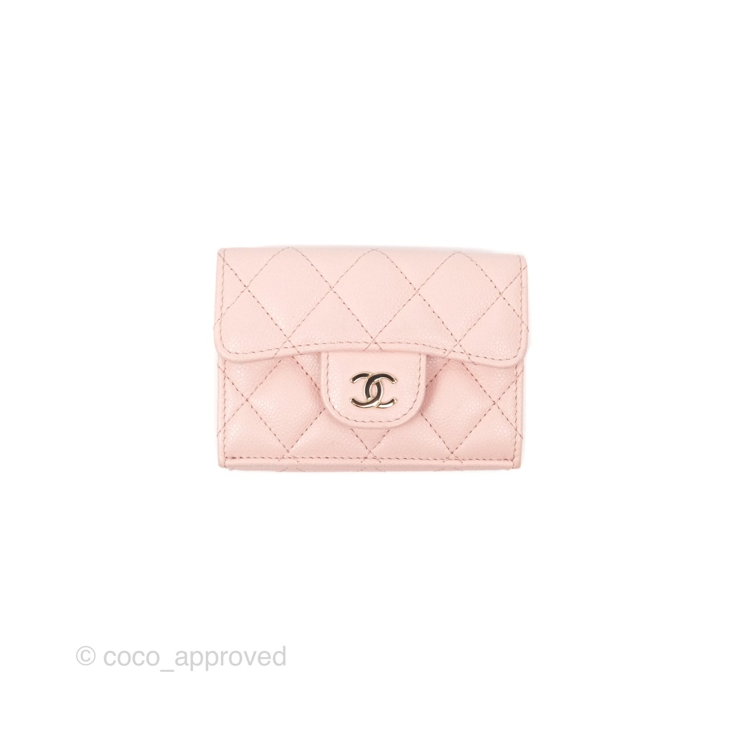 Chanel Quilted Small Classic Flap Trifold Wallet Pink Caviar Gold Hardware