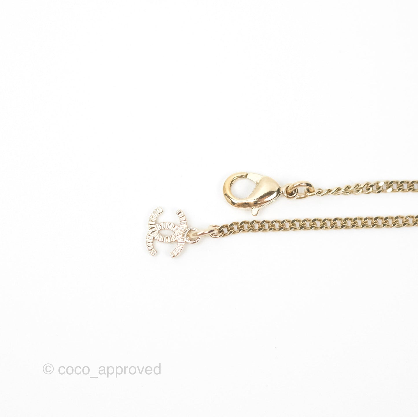 Chanel Crystals CC Flap Bag Pendant Necklace Gold Tone 23B