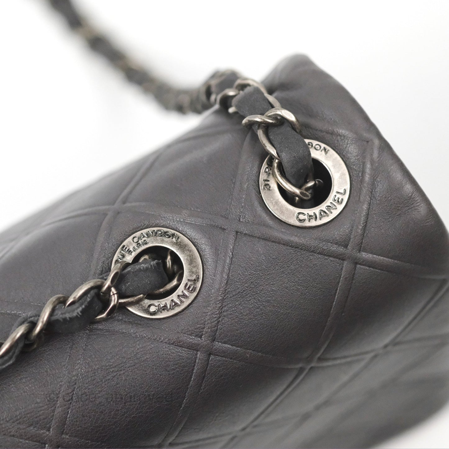 Chanel New Chic Flap Dark Grey Calfskin Ruthenium Hardware