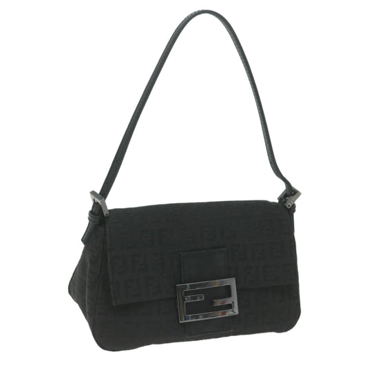 Luxury FendiZucchino Canvas Mamma Baguette Shoulder Bag Black65904