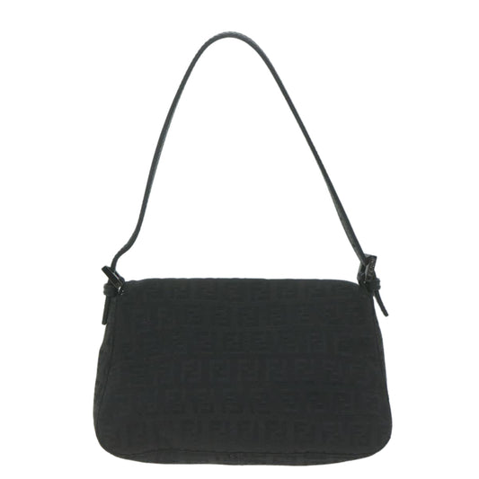 Luxury FendiZucchino Canvas Mamma Baguette Shoulder Bag Black65904