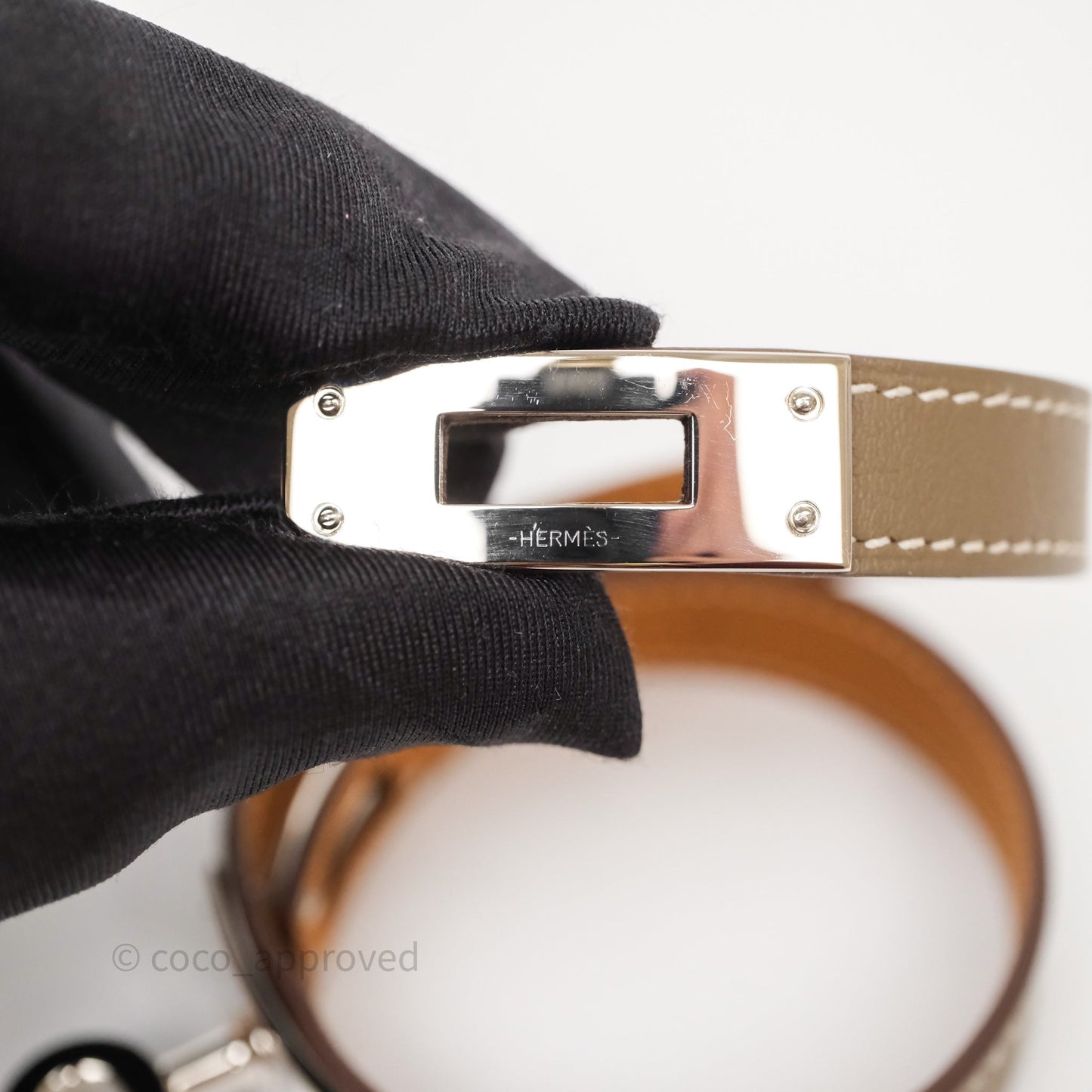 Hermès Kelly Double Tour Bracelet Etoupe Epsom Palladium Hardware