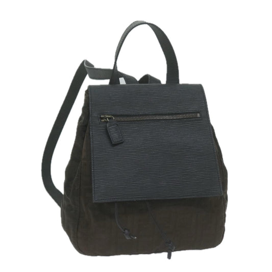 Luxury FendiZucca Canvas Backpack Brown Black65921